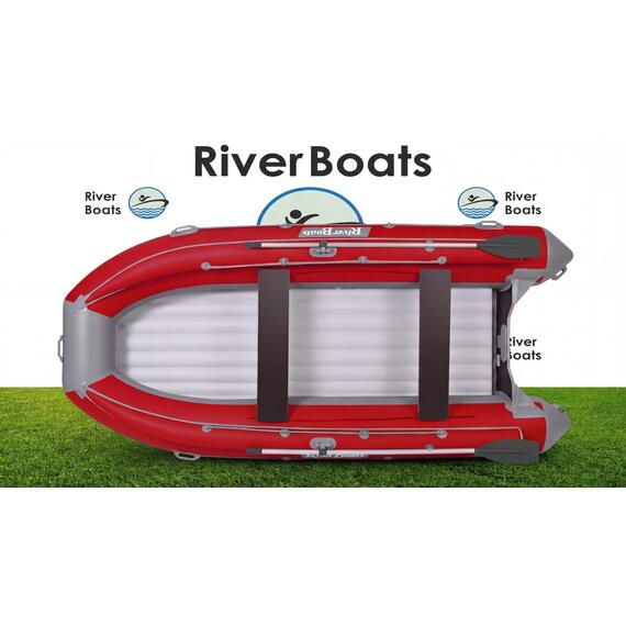 Надувная лодка RiverBoats RB 410 НДНД Фальшборт (серо-красный), Цвет.: серо-красный, фото 