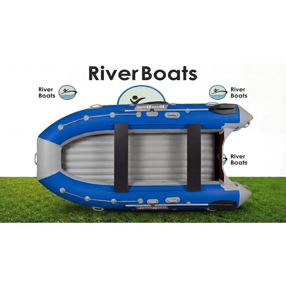 Надувная лодка RiverBoats RB 410 НДНД (серо-синий), Цвет.: серо-синий, Материал: баллоны 1100 гр/м2; дно 1300 гр/м2, фото 
