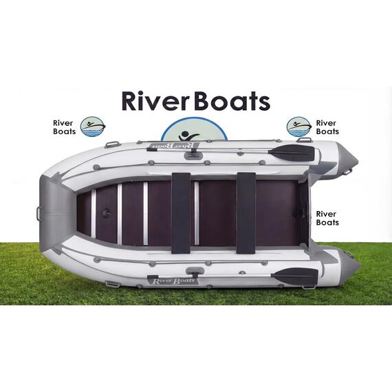 Надувная лодка RiverBoats RB 390 Киль с фальшбортом (серо-белый), Цвет.: серо-белый, фото 