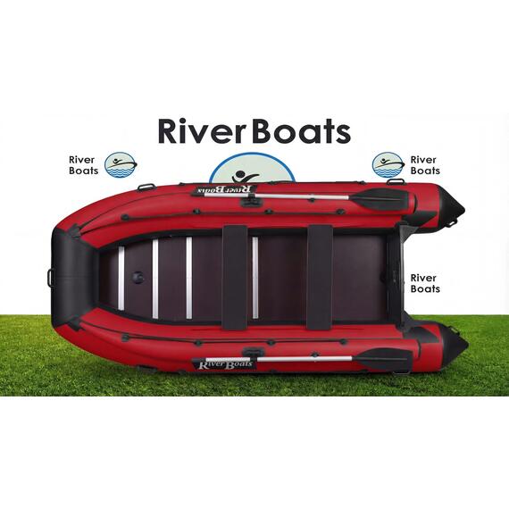 Надувная лодка RiverBoats RB 410 Киль с фальшбортом (черно-красный), Цвет.: черно-красный, фото 