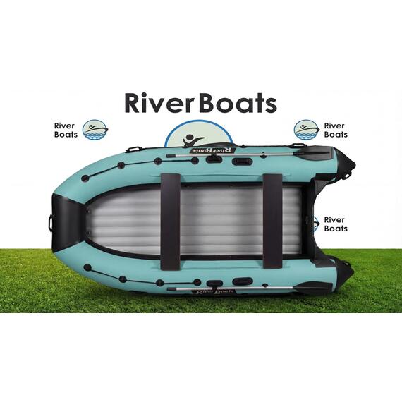 Надувная лодка RiverBoats RB 410 НДНД (серо-тиффани), Цвет.: серо-тиффани, Материал: баллоны 1100 гр/м2; дно 1300 гр/м2, фото 