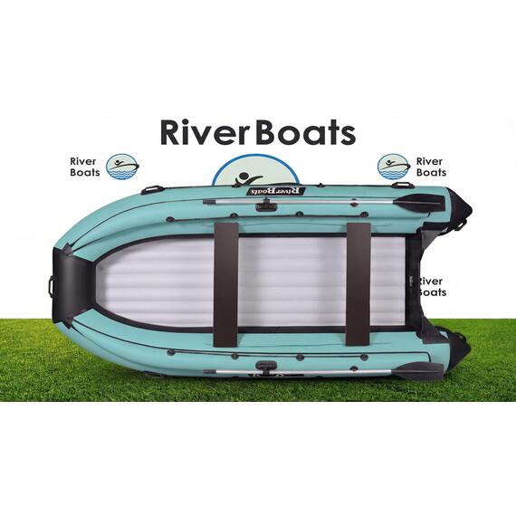 Надувная лодка RiverBoats RB 430 НДНД Фальшборт (черно-тиффани), Цвет.: черно-тиффани, фото 