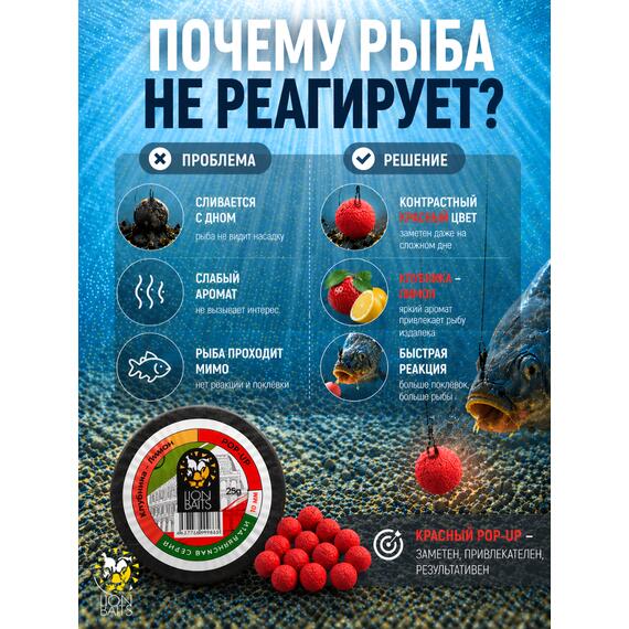 Lion Baits Бойлы плавающие Pop Up "Робин ред - Асафетида" Итальянская серия 10мм, фото , изображение 3