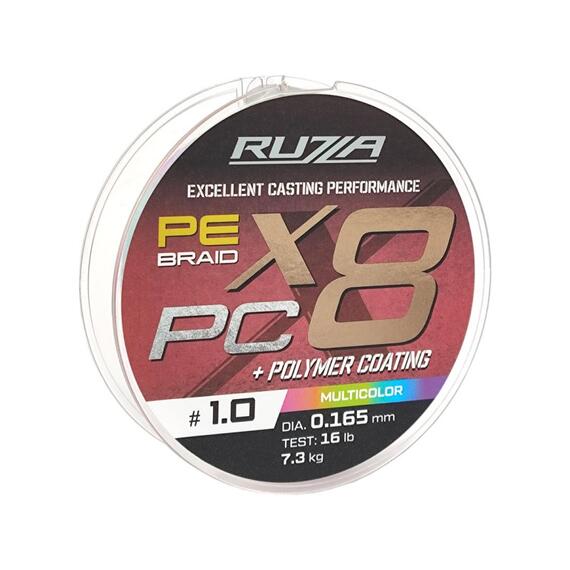 Шнур RUZZA X8 PC 150м Multicolor 0,165мм 7,3кг/16lb, Цвет.: разноцветный, Диаметр лески: 0,165 мм, Размотка: 150 м, фото 