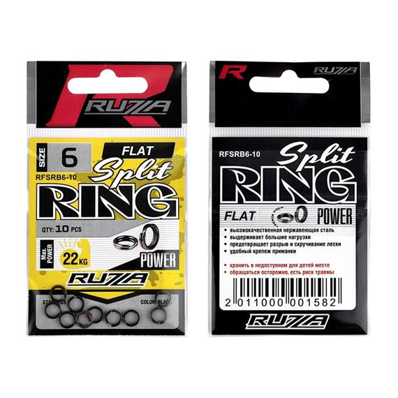 Кольцо заводное RUZZA Flat Split Ring Black №6 , фото , изображение 2