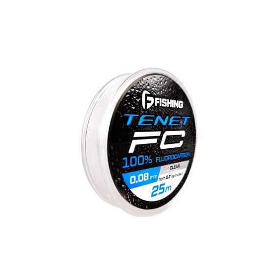 Леска F-FISHING Tenet Fluorocarbon 25м 0,08мм 0,7кг/1,5lb, Диаметр лески: 0,08 мм, Размотка: 25 м, фото , изображение 2