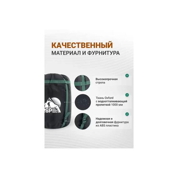 Мешок компрессионный RSP BAG L черный, с зелеными ремнями, фото , изображение 3