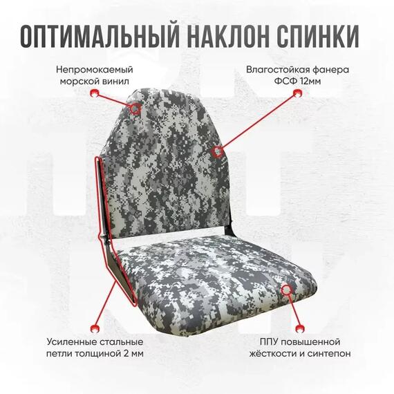 Кресло Кокпит Lite, оксфорд, камуфляж (цифра серая), Цвет.: цифра серая, Толщина: 40 мм, фото , изображение 3