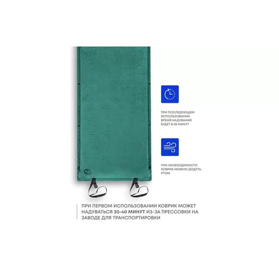 Коврик туристический RSP Velour 50 зеленый, Цвет.: зеленый, Длина, см.: 201, Толщина: 5 см, фото , изображение 3