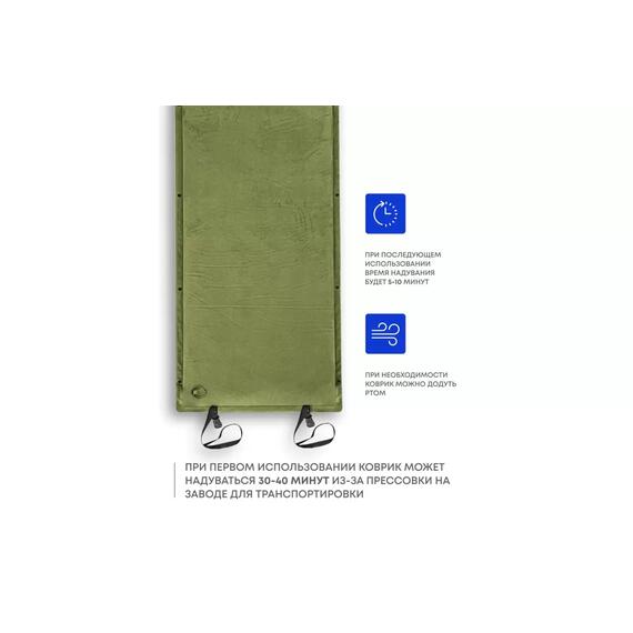 Коврик туристический RSP Velour 75 оливково-зеленый, Цвет.: оливково-зеленый, Длина, см.: 203, Толщина: 7,5 см, фото , изображение 3
