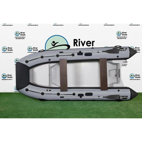 Надувная лодка РИБ RiverBoats RB 380 NEW Встроенный рундук (черно-серый), Цвет.: черно-серый, фото 