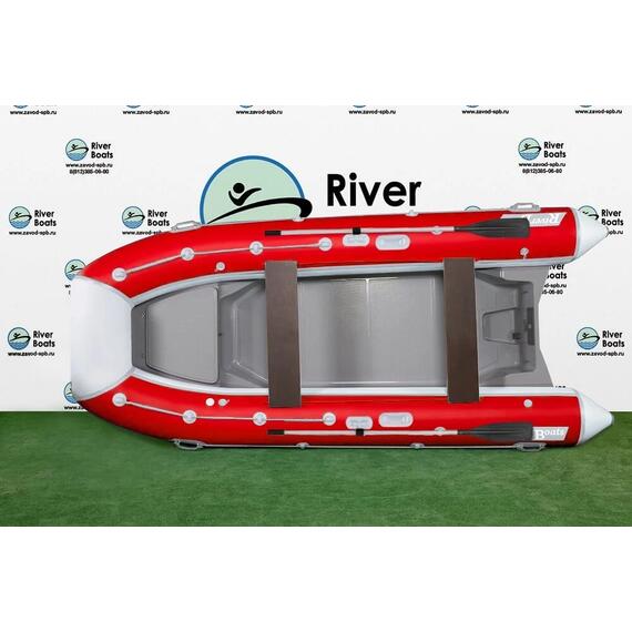 Надувная лодка РИБ RiverBoats RB 380 NEW Встроенный рундук (бело-красный), Цвет.: бело-красный, фото , изображение 2