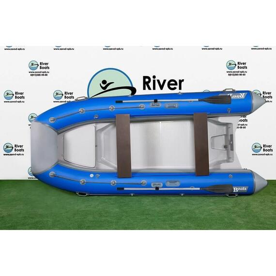 Надувная лодка РИБ RiverBoats RB 380 NEW Встроенный рундук (серо-синий), Цвет.: серо-синий, фото 