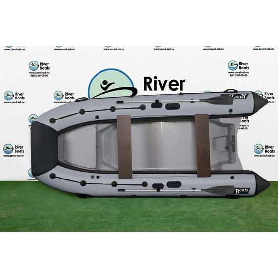 Надувная лодка РИБ RiverBoats RB 380 NEW Встроенный рундук (черно-серый), Цвет.: черно-серый, фото , изображение 2