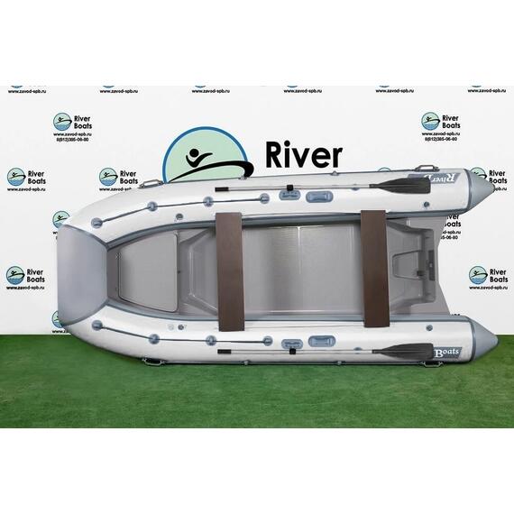 Надувная лодка РИБ RiverBoats RB 380 NEW Встроенный рундук (серо-белый), Цвет.: серо-белый, фото , изображение 2