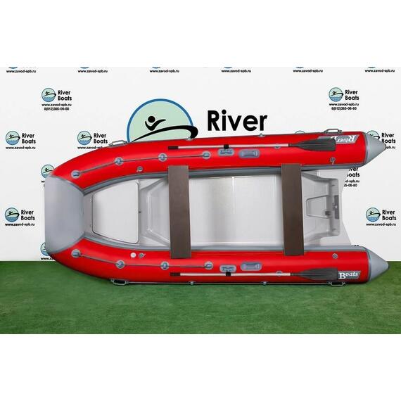 Надувная лодка РИБ RiverBoats RB 380 NEW Встроенный рундук (серо-красный), Цвет.: серо-красный, фото 