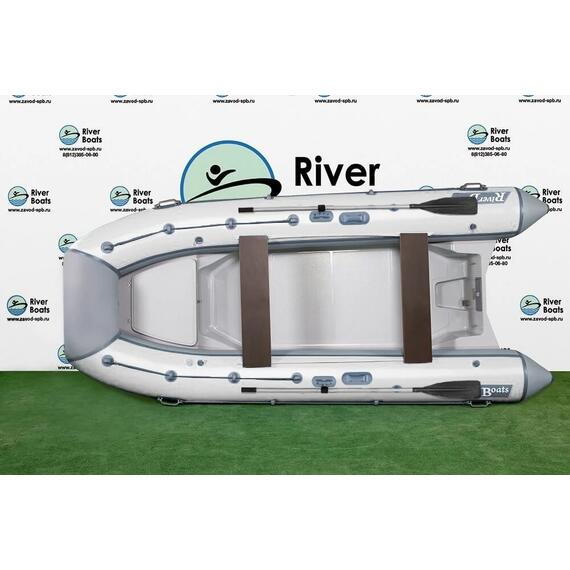 Надувная лодка РИБ RiverBoats RB 380 NEW Встроенный рундук (серо-белый), Цвет.: серо-белый, фото 