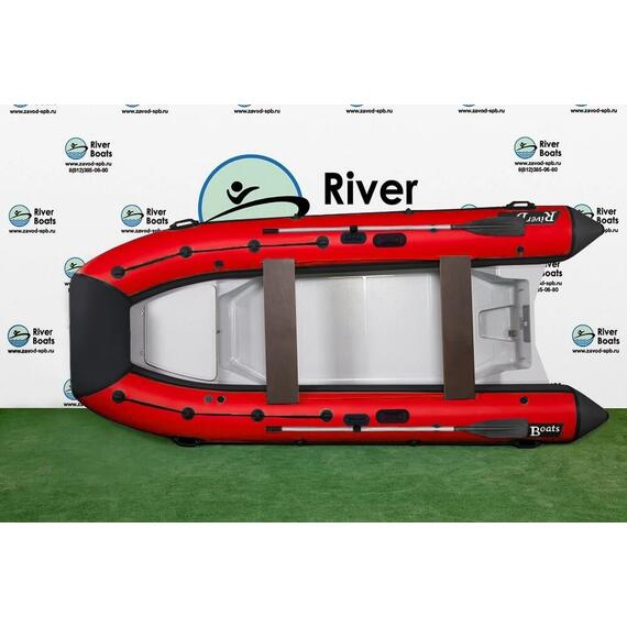 Надувная лодка РИБ RiverBoats RB 380 NEW Встроенный рундук (черно-красный), Цвет.: черно-красный, фото 