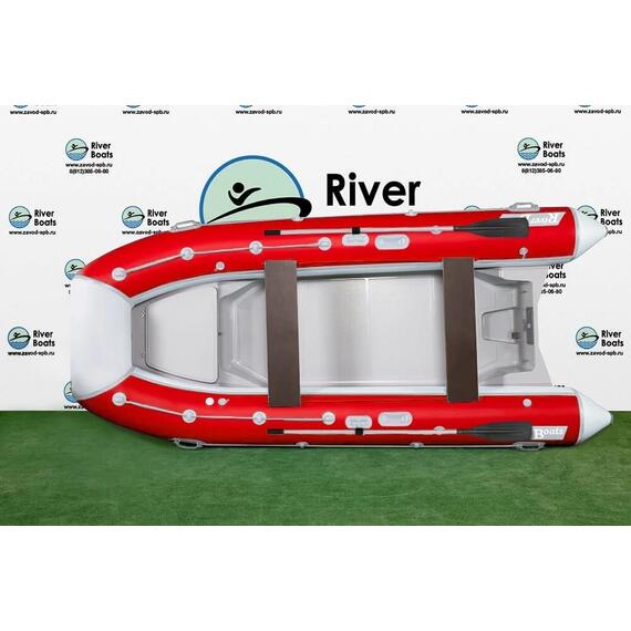 Надувная лодка РИБ RiverBoats RB 380 NEW Встроенный рундук (бело-красный), Цвет.: бело-красный, фото 