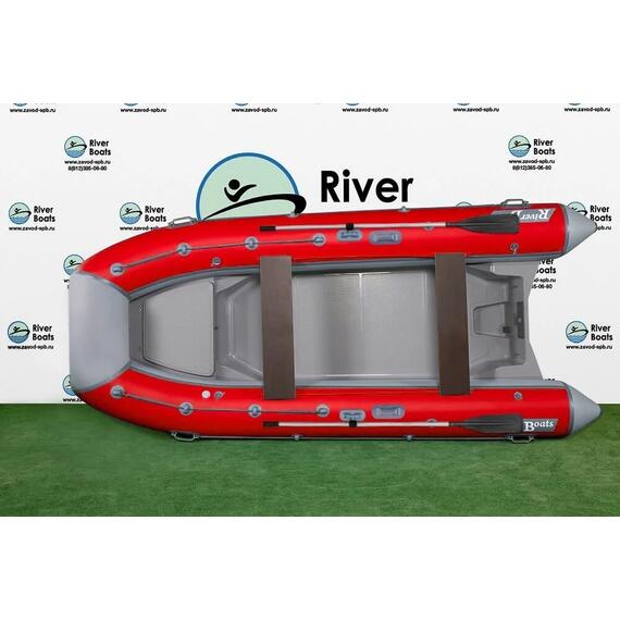 Надувная лодка РИБ RiverBoats RB 430 S Встроенный рундук (серо-красный), Цвет.: серо-красный, фото 