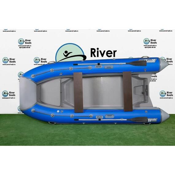 Надувная лодка РИБ RiverBoats RB 380 NEW Встроенный рундук (серо-синий), Цвет.: серо-синий, фото , изображение 2