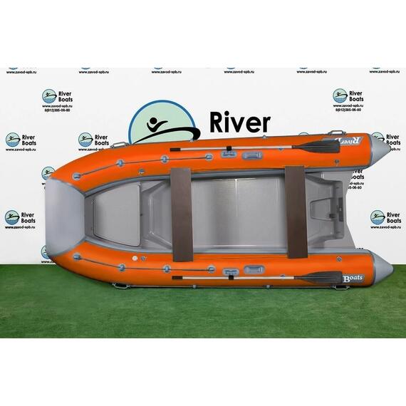 Надувная лодка РИБ RiverBoats RB 380 NEW Встроенный рундук (серо-оранжевый), Цвет.: серо-оранжевый, фото , изображение 2