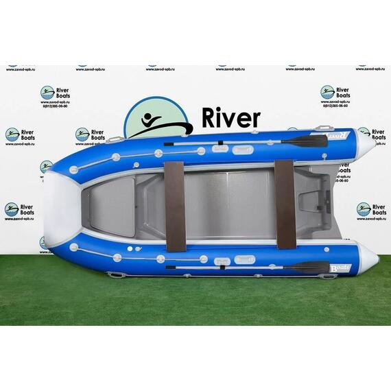 Надувная лодка РИБ RiverBoats RB 380 NEW Встроенный рундук (бело-синий), Цвет.: Бело-синий, фото , изображение 2