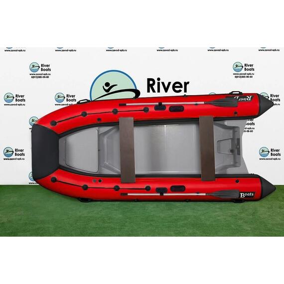 Надувная лодка РИБ RiverBoats RB 430 L Встроенный рундук (черно-красный), Цвет.: черно-красный, фото 