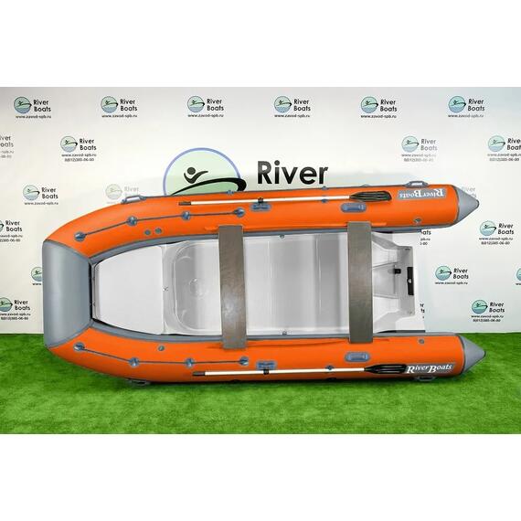 Надувная лодка РИБ RiverBoats RB 470 Встроенный рундук (серо-оранжевый), Цвет.: серо-оранжевый, фото 