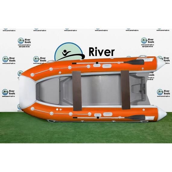 Надувная лодка РИБ RiverBoats RB 430 L Встроенный рундук (бело-оранжевый), Цвет.: бело-оранжевый, фото 