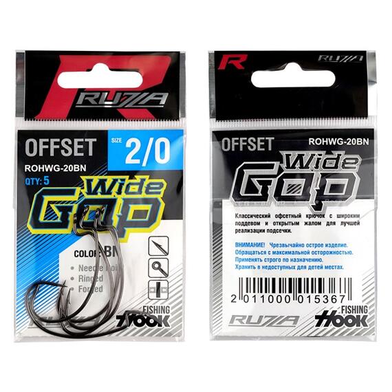 Крючок офсетный RUZZA Offset Hook Wide Gap №2/0 , Размер.: №2/0, фото , изображение 2