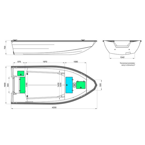 Алюминиевая лодка Windboat 4.2 Evo (высота транца L), фото , изображение 5