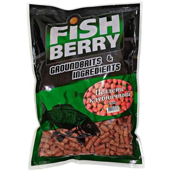 FishBerry Пеллетс быстрорастворимый клубника 8мм - 1 кг, Вкус: клубника, Диаметр (мм): 8, фото 