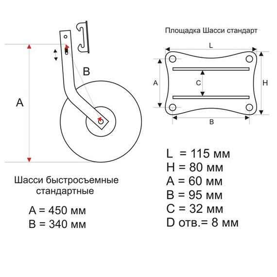 Транцевые колёса быстросъёмные (311, Bay) для лодки с фанерным дном, фото , изображение 2