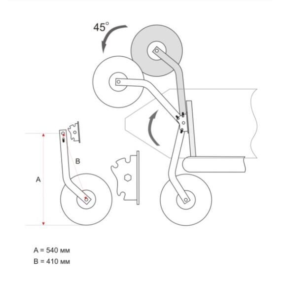 Транцевые колеса перекидные НДНД (211K, Bay), фото , изображение 2
