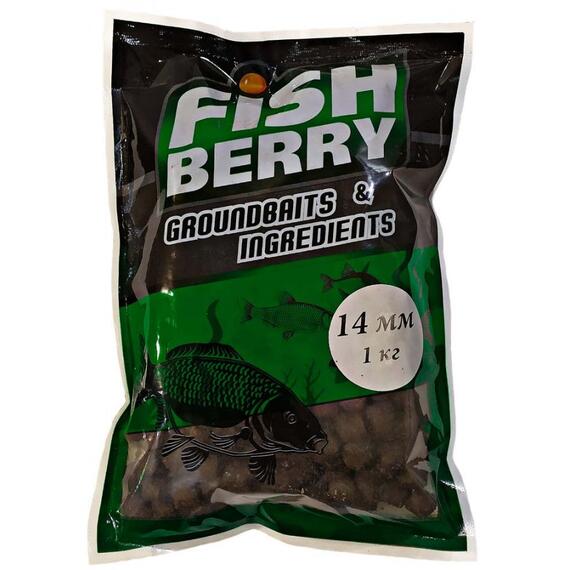 FishBerry Пеллетс карповый (лосось, цв. -темный) 14мм - 1 кг, Вкус: лосось, Вид рыбы: Карп, Диаметр (мм): 14, фото 