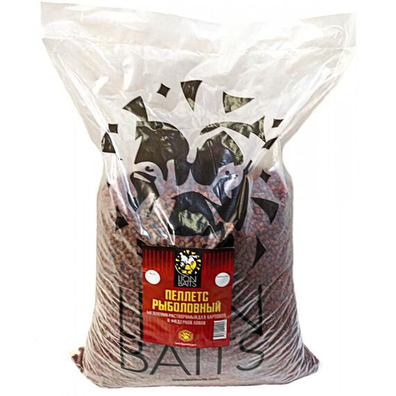 Lion Baits Пеллетс карповый (палтус, цв. -бордовый) 6мм - 15 кг, Вкус: палтус, Вид рыбы: Карп, Диаметр (мм): 6, фото 