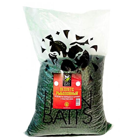 Lion Baits Пеллетс карповый (бетаин, цв. -зеленый) 12мм - 15 кг, Вкус: морепродукты, Вид рыбы: Карп, Диаметр (мм): 12, фото 