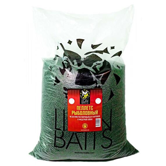 Lion Baits Пеллетс карповый (бетаин, цв. -зеленый) 4мм - 15 кг, Вкус: морепродукты, Вид рыбы: Карп, Диаметр (мм): 4, фото 