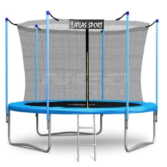 Батут Atlas Sport 252 см (8ft) с внутренней сеткой и лестницей BLUE, фото 