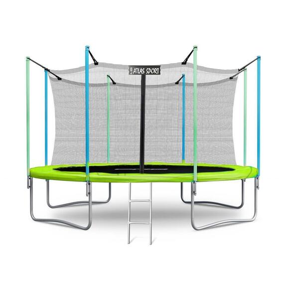 Батут Atlas Sport 435 см (14ft) с внутренней сеткой и лестницей GREEN, Цвет: зеленый, Диаметр батута: 435 см (14ft), фото 