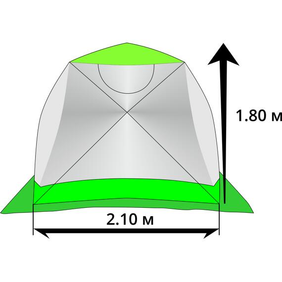 Утепленная зимняя палатка Лотос Куб 3 Компакт Термо (Салатовый), фото , изображение 24