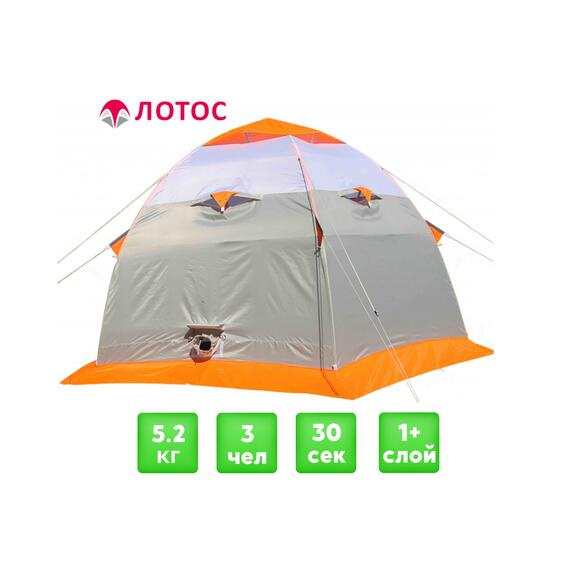Зимняя палатка Лотос 3 (Оранжевый), Цвет: оранжевый, Вместимость (чел): 3, фото 