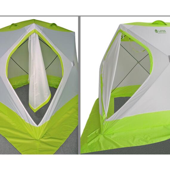 Утепленная палатка Лотос Куб 3 Классик С9Т (Салатовый), Цвет: салатовый, Вместимость (чел): 3, фото , изображение 5
