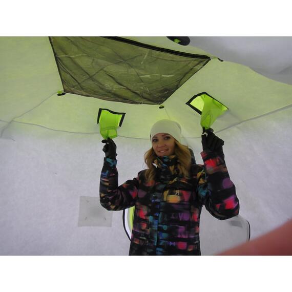 Утепленная палатка Лотос Куб 3 Классик С9Т (Салатовый), Цвет: салатовый, Вместимость (чел): 3, фото , изображение 13