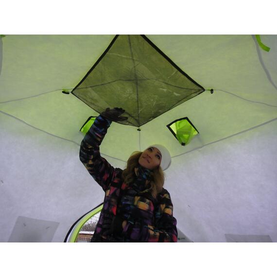 Утепленная палатка Лотос Куб 3 Классик С9Т (Салатовый), Цвет: салатовый, Вместимость (чел): 3, фото , изображение 14