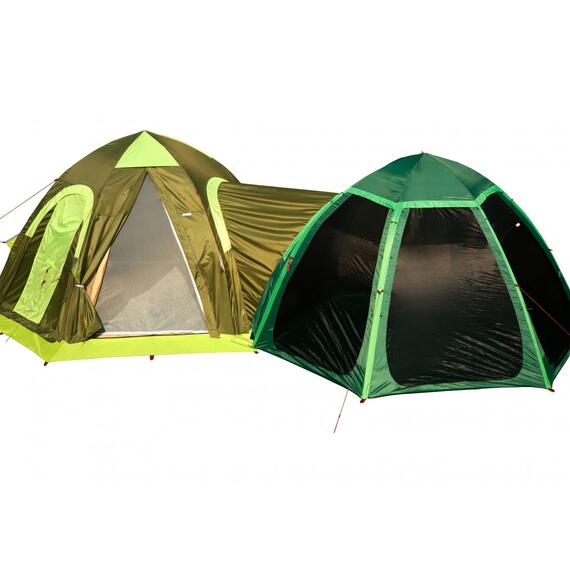 Соединение палаток ЛОТОС 5/5 с Дверью (оливковый, ПУ3000), Цвет: оливковый, фото 