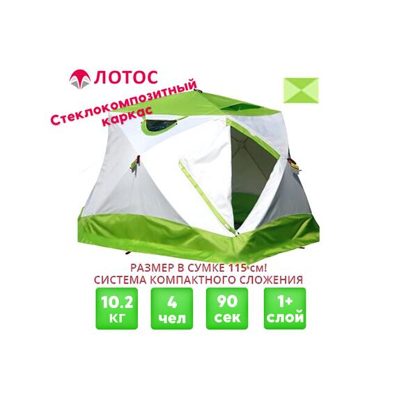 Зимняя палатка Лотос Куб 4 Компакт (Салатовый), фото 