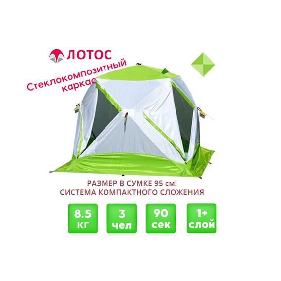 Зимняя палатка Лотос Куб 3 Компакт (Салатовый), фото 