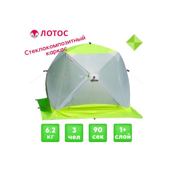 Зимняя палатка Лотос Куб 3 Классик ЭКО (Салатовый), фото 